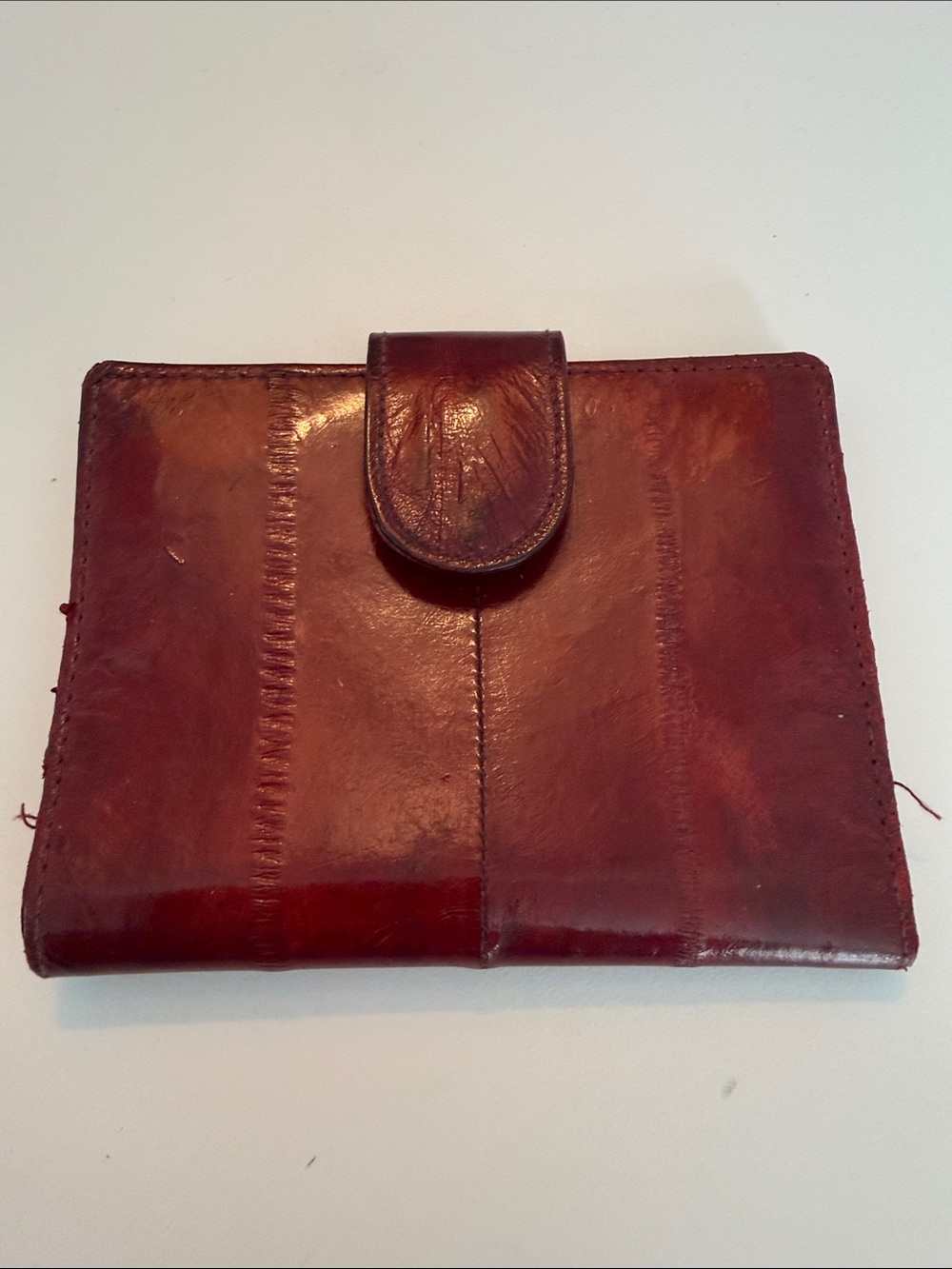 Brown Leather Snap Wallet Clutch